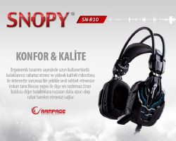 Snopy Rampage SN-R10 2m Kablo Led Oyuncu Siyah Mikrofonlu Kulaklk